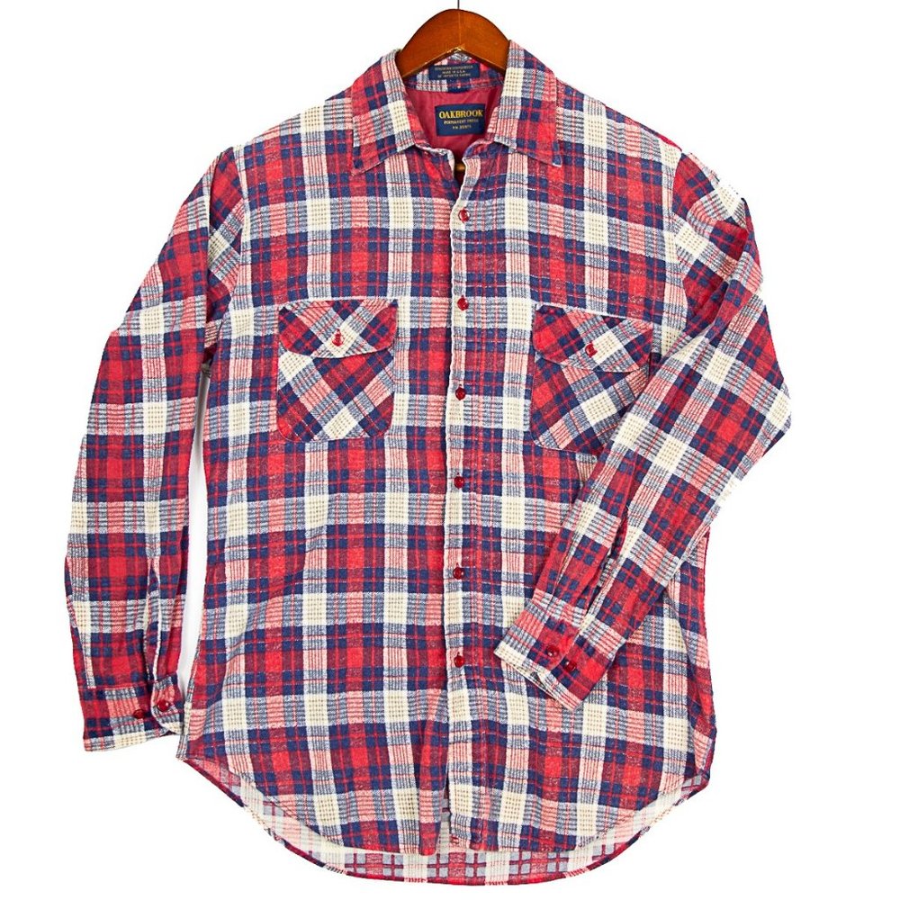 Vintage USA Oakbrook Red White and Blue Flannel